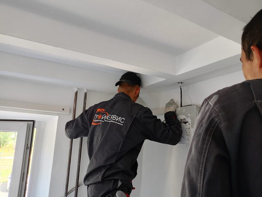 Installers at indoor works